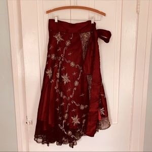 Gorgeous heavy Bollywood-style wraparound skirt *sequins*shimmers*taffeta S/M
